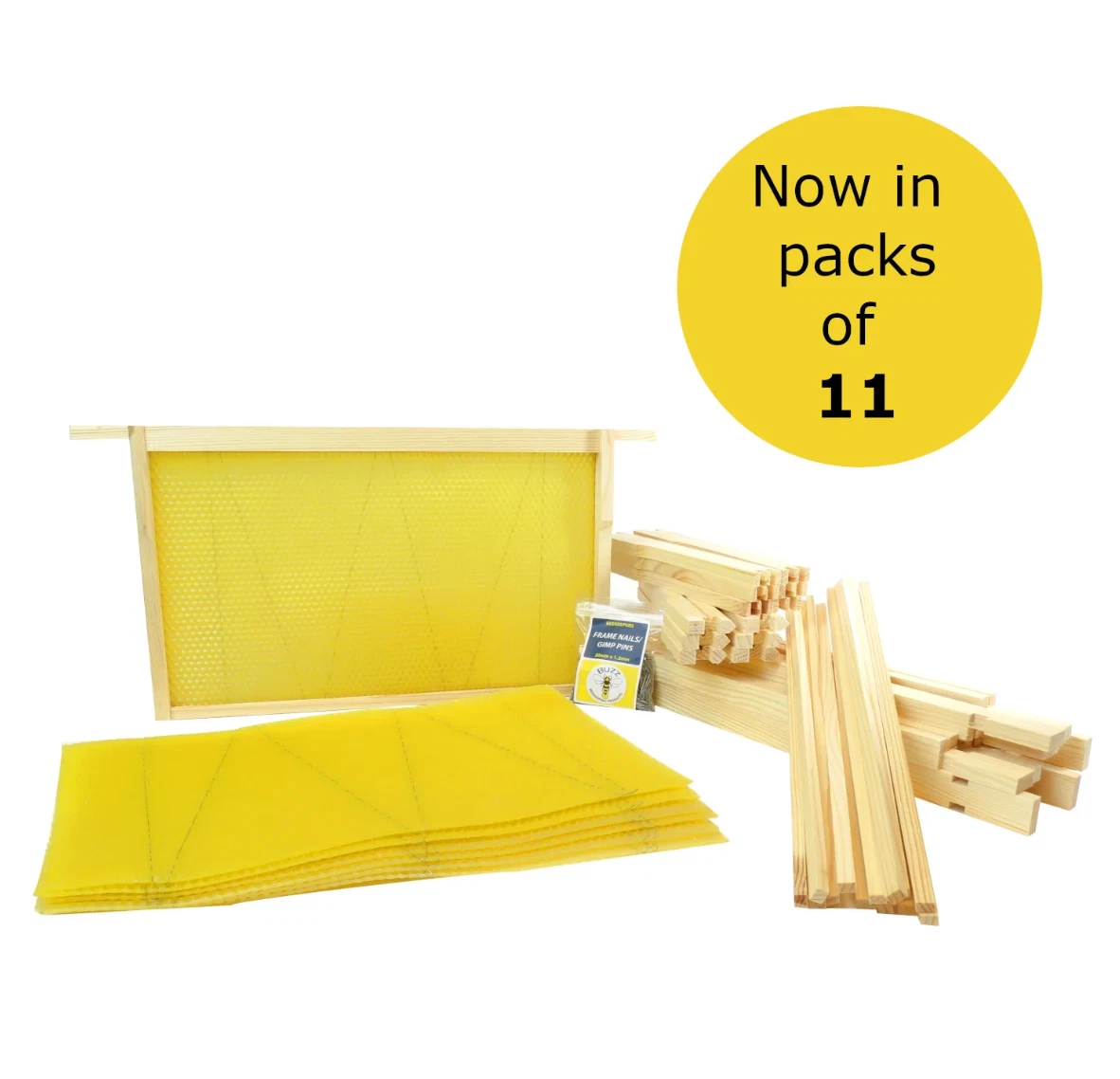 brood wax foundation sheets and unassembled foundation frames