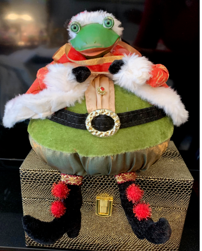 DE COLECCIÓN MARK ROBERTS RANA NAVIDAD HECHA A MANO EE. UU. CLÁSICO TERCIOPELO SATINADO PIEL LINDO! 10" - Imagen 3 de 12