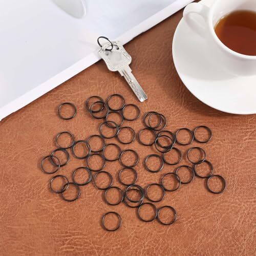100PCS Black Round Flat Key Chain Rings Metal Split Ring, 15mm/0.59 Inch Small - Bild 3 von 7
