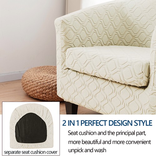 Funda de silla de bañera elástica de 2 piezas con funda de cojín - Imagen 29 de 52