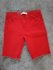 Pantaloncini corti slim nuovi Levis 511 Premium ragazza con polsini super rossi denim 14 anni 26 pollici