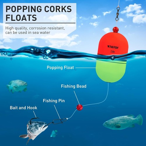 Durable EVA Foam Popping Floats - 360° Slip Bobbers for Freshwater and Saltwater - Picture 4 of 9