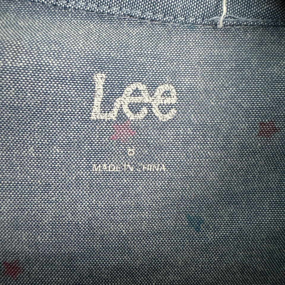 Camisa Lee Niña Talla 8 Azul Estampado de Estrellas Cuello Manga Larga Pestaña Atada Cintura Foto 4 de 4