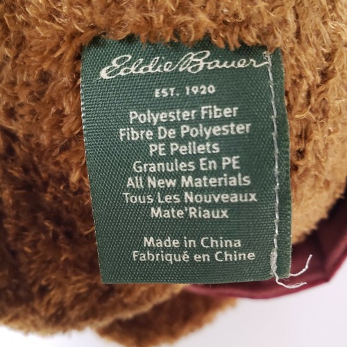 2003 Eddie Bauer peluche orso marrone nero cappello bianco gilet rosso bambola giocattolo imbottita 13" - Foto 7 di 7