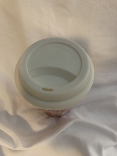 Taza de viaje de cerámica con parte superior de silicona diseño floral - Imagen 4 de 5