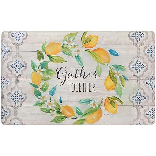 Cozy Living Lemon Wreath Gather Together Runner Anti-Fatigue Kitchen Mat Non-...