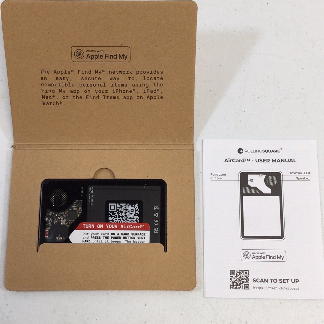 Rolling Square Black Bluetooth Aircard Wallet Tracker With User Manual