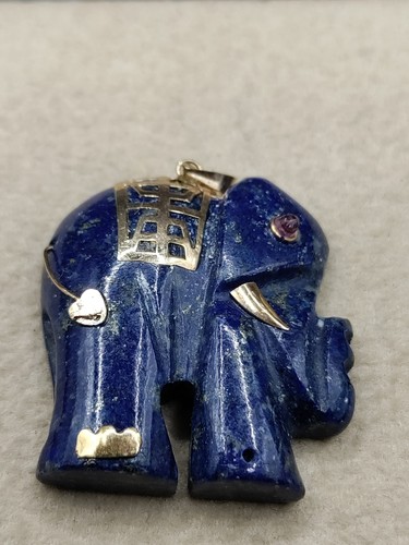 14K Gelbgold Lapis Elefant Anhänger ISTZUSTAND