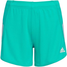 adidas Girls Elastic Waistband 3 Stripe Mesh Short Large 14 - Mint Rush Green