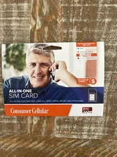 AT&T Consumer Cellular All-In-One SIM Card - NEW, Never activated
