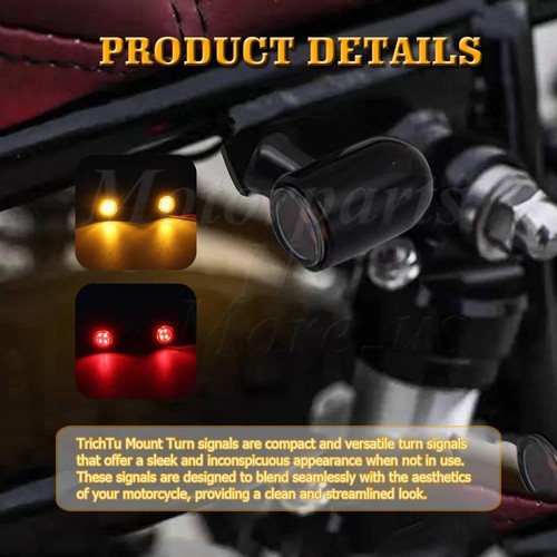 Small Black Motorcycle Turn Signal Brake Light Blinker Red amber Lamp Universal - Picture 14 of 19