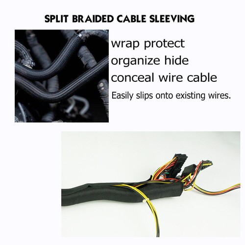 Split Self Wrap Around Mesh Braided Wire Loom For Cable Hose Cord Wrap Protector - Picture 15 of 24