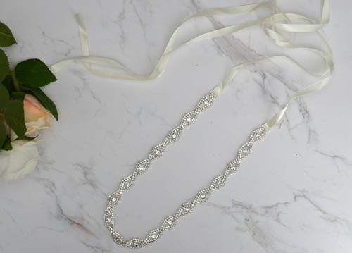 Sliver Wedding Belt Rhinestone Belt Bridal Belt Sash Wedding Dress Belt Sash Bel - Picture 5 of 8