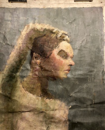 Antiguo Original Sin Acabar Pintura al Óleo Desnudo Impresionista Esbozo de la Escuela de Boston - Imagen 3 de 7