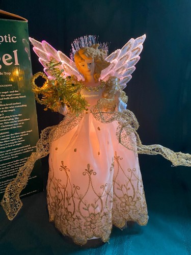 Vtg Angel Vintage Fiber Optic Tree Top/Tabletop Continuous Color Changing 15" H - Picture 3 of 20