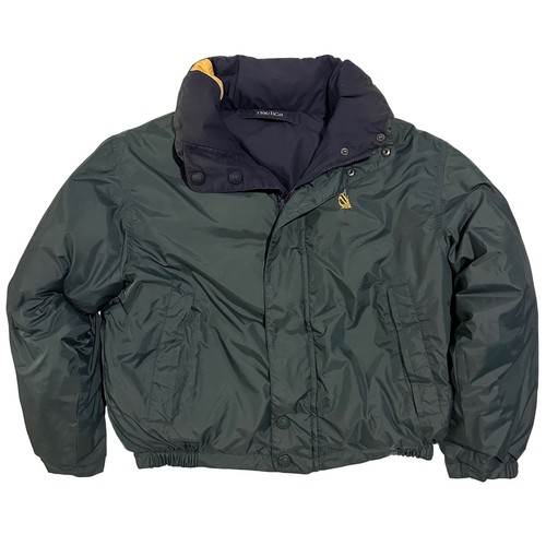 Nautica Down Fill Puffer Jacket Coat Vintage Mens Yellow Red Blue Green Zip Sz M - Picture 4 of 17