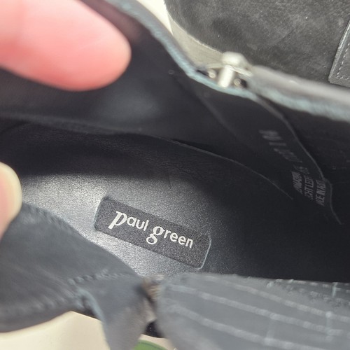 PAUL GREEN Malibu Sliced Ankle Bootie Women's Size 6.5 Black Leather Chunky Heel - Picture 11 of 11