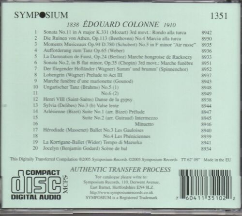 EDOUARD COLONNE CONDUCTS MOZART - WEBER - SCHUBERT - SYMPOSIUM - SEALED - Picture 2 of 2