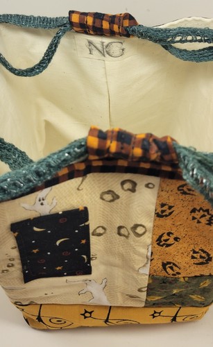 Handgefertigte primitive Patchwork Herbst/Halloween Leckerli Tasche Kordelzug - Bild 6 von 12