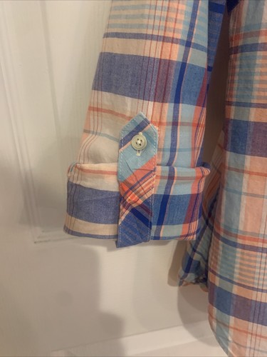 Talbots Damen Gr. 4 kariertes Langarm-Roll-Tab-Shirt mit Kragen mit Knopfleiste - Bild 11 von 15