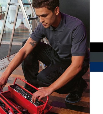 3er Pack Herren Workwear Pocket Poloshirt B&C waschbar 60°C Fair Wear Skill Pro 
