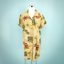 Hot Cotton Marc Ware Size Medium M Tropical Floral Print Button Linen Dress