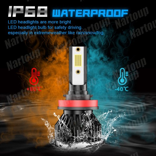 H11 LED HEADLIGHT KIT LOW BEAM BULBS SUPER BRIGHT 6000K CANBUS ERROR FREE - Foto 6 di 10
