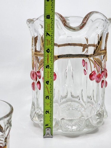 Mosser Kunst Glas Kirsche Daumenabdruck 52 Unzen Krug und 4 flache Becher - Bild 11 von 13