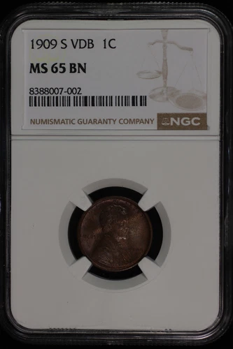 Lincoln Wheat Cent. 1909 S VDB NGC MS 65 BN Gem Uncirculated. Lot # 9048-166-09