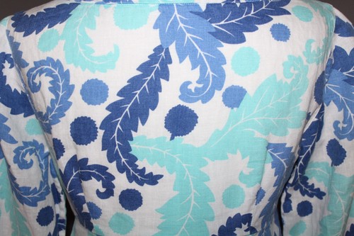 Women's Boden Shift Tunic Dress 100% Linen Print 3/4 Sleeve White Blue Size 2P - Picture 11 of 12