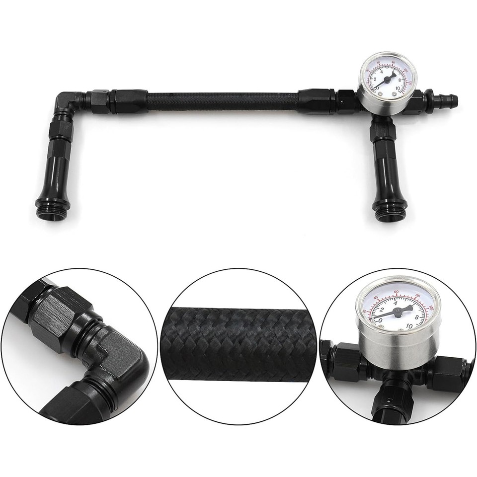 Braided AN6 Dual Feed Carb Fuel Line Double Pump with Pressure Gauge