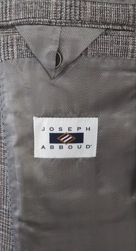 NEU Joseph Abboud Limited Edition Hahnentritt Karo grau hellbraun Seide Leinen Wolle 44R - Bild 8 von 10