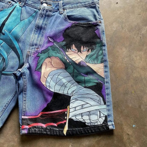 Harajuku Y2K Pants Solo Leveling Graphic Baggy Denim Streetwear Pants Mens Short - 第 5/9 張圖片