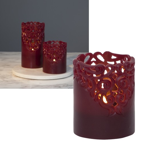 LED Echtwachs-Kerze "CLARY" edles Rankendesign Timer flackernd Wachs Kerzen - Bild 9 von 17