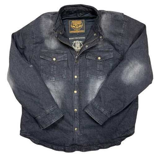 Milwaukee Leather Jacket Denim Jean Black Armor Padded Motorcycle Men's 4XL