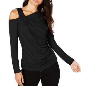 VINCE-CAMUTO-NEW-Women-039-s-Ruched-Cold-shoulder-Blouse-Shirt-Top-TEDO