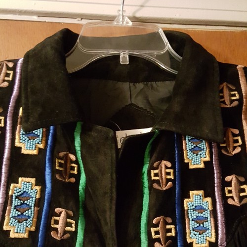 ETOSHA Native American Style Wildleder Fransen Perlenjacke Gr. M indisch - Bild 2 von 24