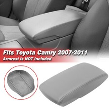 Fits 2007-2011 Toyota Camry Middle Console Lid Armrest Leather Cover Trim Gray