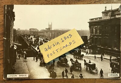 FRÜHE C20 RP LONDON BRIDGE animierte Menschen Pferde Karren Nixeys Werbung
