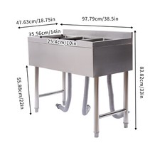 Three 3 Compartment Stainless Steel Commercial Kitchen Bar Sink Heavy Duty Sink