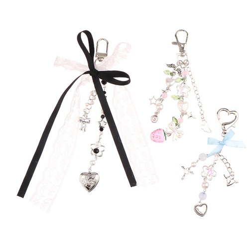 Lace Bowknot Keychain Star Love collections Bow Charm Bag Pendant Keyring Jewelry Bag De-wf