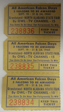 VTG Antique (3) 1960 All American Falcon Days North Alabama State Fair Tickets on The Hot Collector