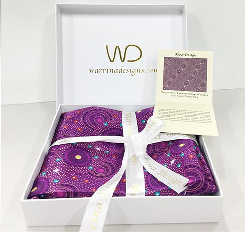 Warrina Designs 100% Silk Scarf Authentic Australian Aboriginal Design Art Bush - Picture 5 of 5