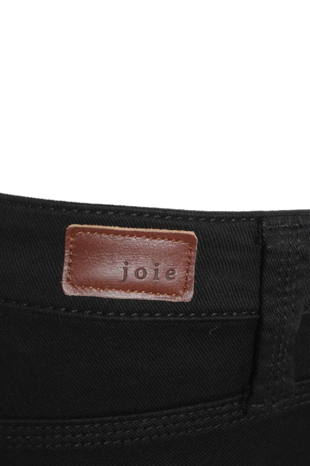 Pantalones de mezclilla Joie para mujer tiro medio cremallera tobillo pierna ajustada negro algodón talla 25 Foto 4 de 4