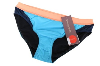 SWEATY BETTY Dive In Damen Bikini L blau orange Sommer Badehose *