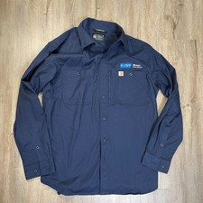 Carhartt Rugged Relaxed Fit Canvas Long Sleeve Shirt Blue Large Button Up