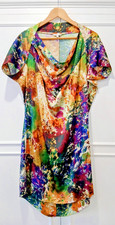 Kew 159 Abstract Print Cowl Neck Dress UK 10 Statement Occasion Evening