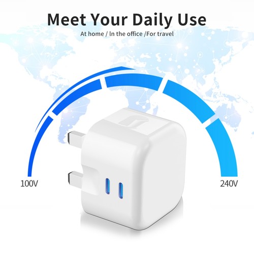 20W Dual Ports USB-C Charger Plug for iPhone iPad Fast PD Travel Adapter - Picture 5 of 8