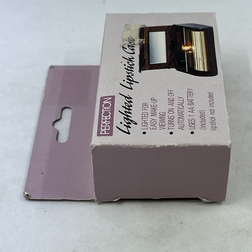 Vintage Lighted Lipstick Case With Mirror & Light Brown Plastic 80s Retro - Picture 3 of 9