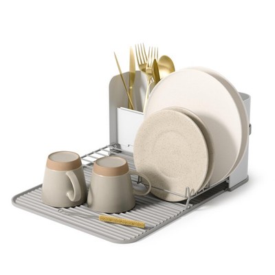 Umbra Sling Compact Dish Rack For Drying Dishes Cutlery And More Folds Away For